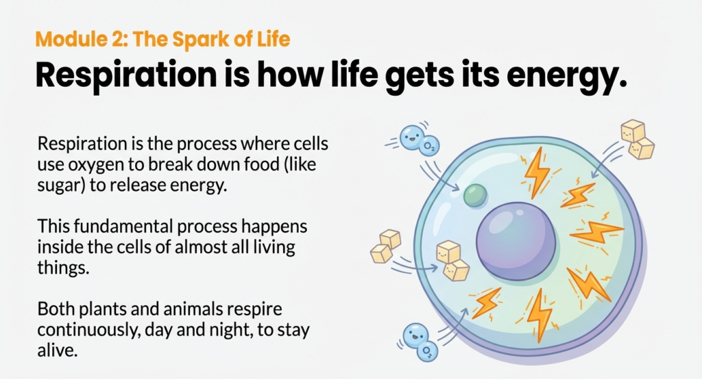 4. psle science respiration definition Diagram of a cell releasing energy using oxygen