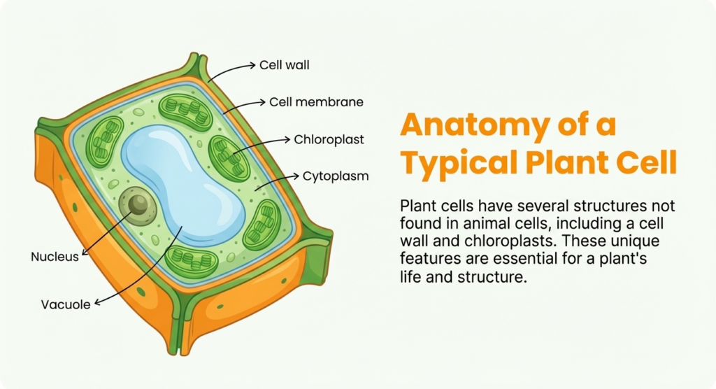 A9 Anatomy of a Plant Cell Labelled diagram of a plant cell showing cell wall and chloroplasts.